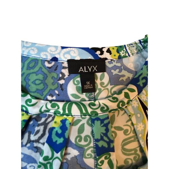 NWT ALYX BLue and Green Paisley Dress - Size 1X - Picture 7 of 14